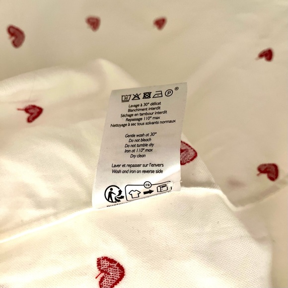 Sézane Tomboy Shirt Embroidered Red Hearts - Picture 9 of 12